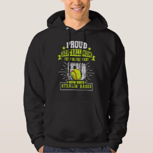 Proud Softball Mother With Daughter Softball Fathe Hoodie