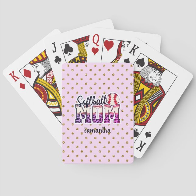 Proud Softball Mum Life Playing Cards (Back)