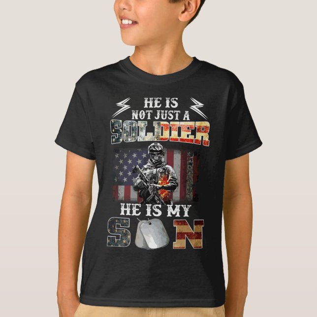 Proud Soldier Army Parents Mum Dad He Is My Son Fl T-Shirt (Front)