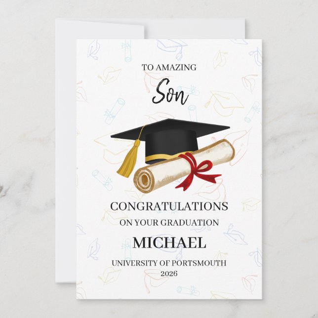 Proud Son Graduation Personalised Card (Front)