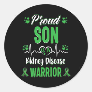 Proud Son Kidney Disease Warrior Awareness Ribbon Classic Round Sticker
