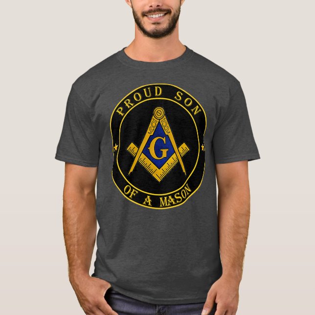 Proud son of a Mason  Freemason symbol Lewis PHA T-Shirt (Front)