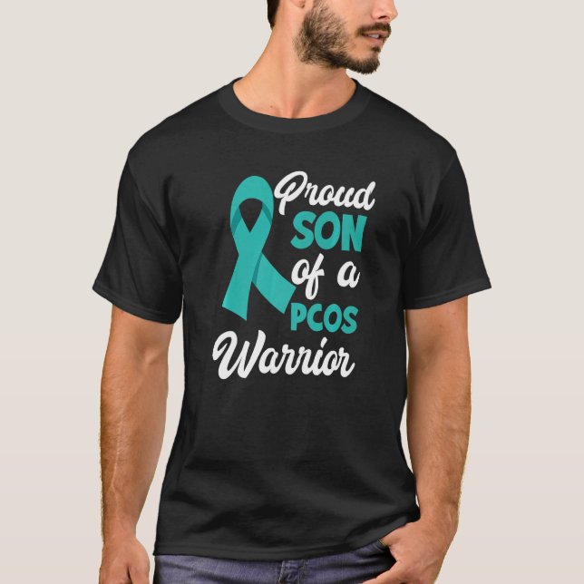 Proud Son Of A PCOS Warrior PCOS Awareness   T-Shirt (Front)