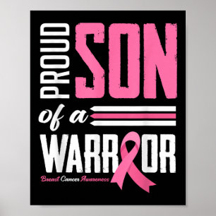 Proud Son Of A Warrior Mum Breast Cancer Awareness Poster