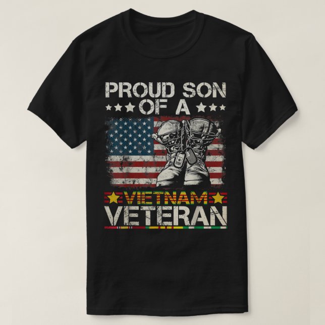 Proud Son Of Vietnam Veteran US Flag T-Shirt (Design Front)