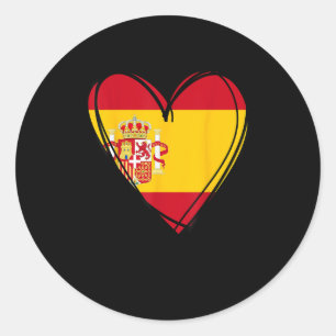 Proud Spanish Boy Girl Aunt Dad Mum Spain Flag Hea Classic Round Sticker
