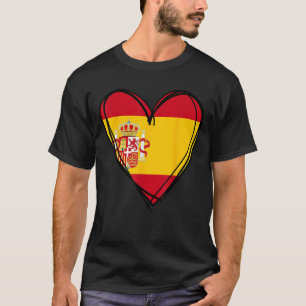 Proud Spanish Boy Girl Aunt Dad Mum Spain Flag Hea T-Shirt