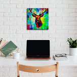 Proud Stag Acrylic Print<br><div class="desc">A majestic deer head with large woods in a modern style of painting. A proud and majestic stag head on a colorful background in modern painting style.</div>