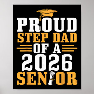 Proud Step Dad 2026 Senior Graduation Diploma Son Poster