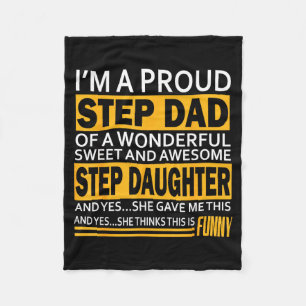Proud Step Dad Father Day Gift For Stepdad From St Fleece Blanket