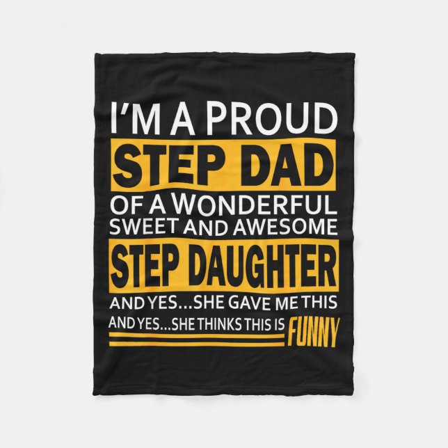 Proud Step Dad Father Day Gift For Stepdad From St Fleece Blanket (Front)