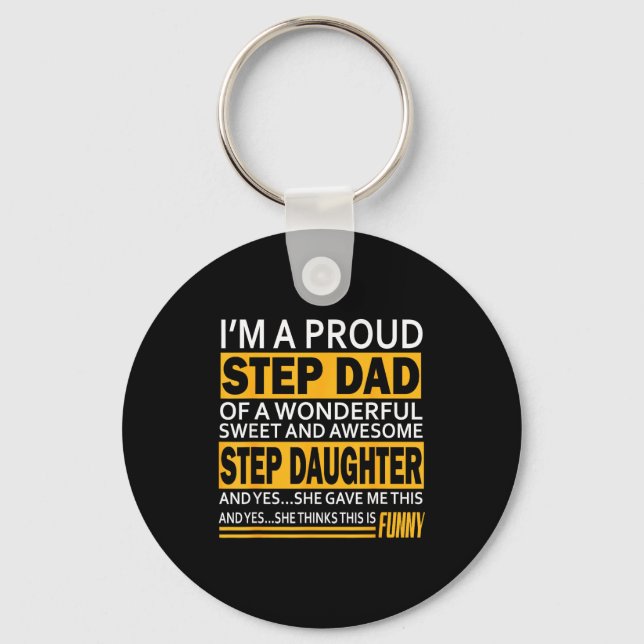 Proud Step Dad Father Day Gift For Stepdad From St Key Ring (Front)