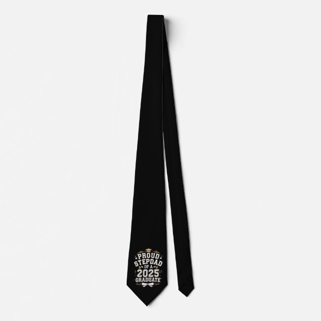 Proud Step Dad Of A 2025 Graduate Graduation Tie (Front)