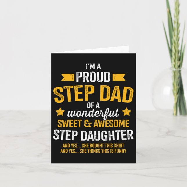 Proud Step Dad Of Awesome Step Daughter Fathers Da Card (Front)