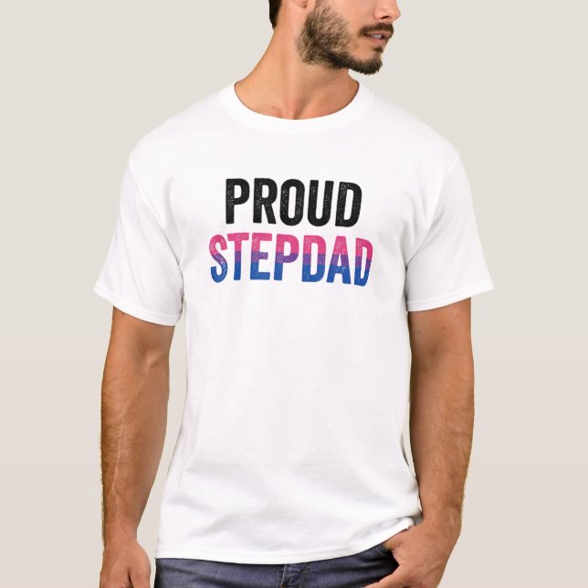 Proud Stepdad Gay Pride Month LGBTQ Gifts Bisexual T-Shirt (Front)