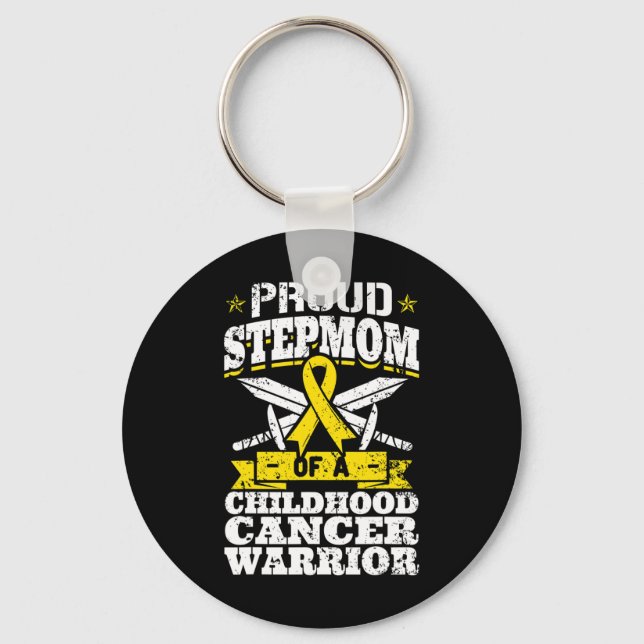 Proud Stepmom Of A Childhood Cancer Warrior Awaren Key Ring (Front)