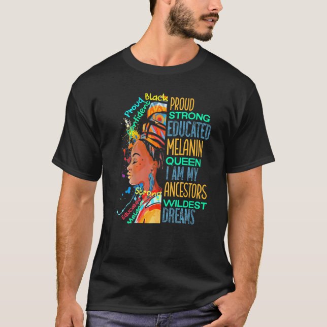 Proud Strong Educated Queen African Woman Black Hi T-Shirt (Front)