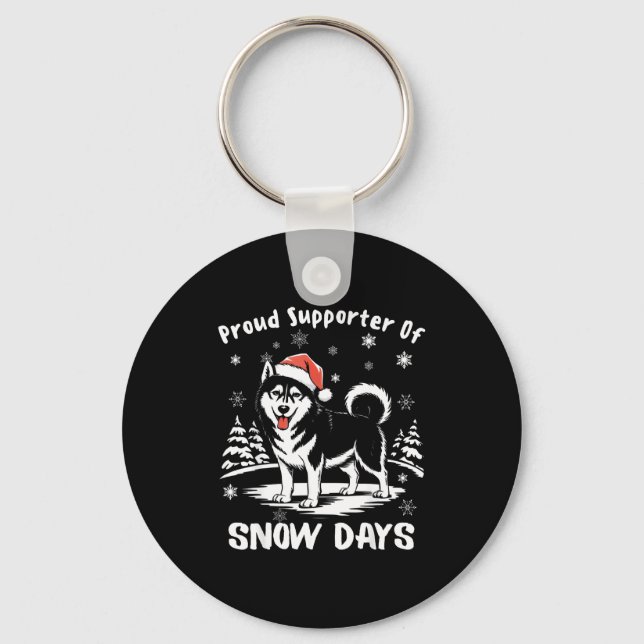 Proud Suprter Of Snow Days Cute Winter Snowflake F Key Ring (Front)