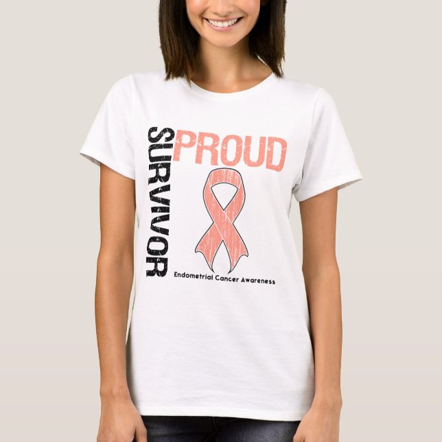 Proud Survivor - Endometrial Cancer T-Shirt (Front)