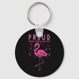 Proud Survivor Flamingo Pink Breast Cancer Awarene Key Ring