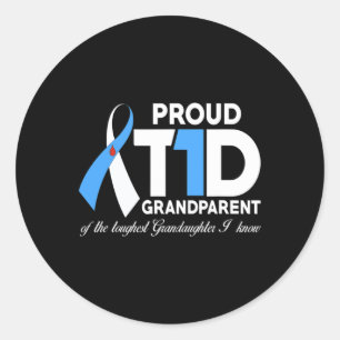 Proud T1D Grandparent Of Granddaughter Diabetes Aw Classic Round Sticker