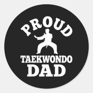 Proud Taekwondo Dad Fathers Day Martial Arts Dad Classic Round Sticker