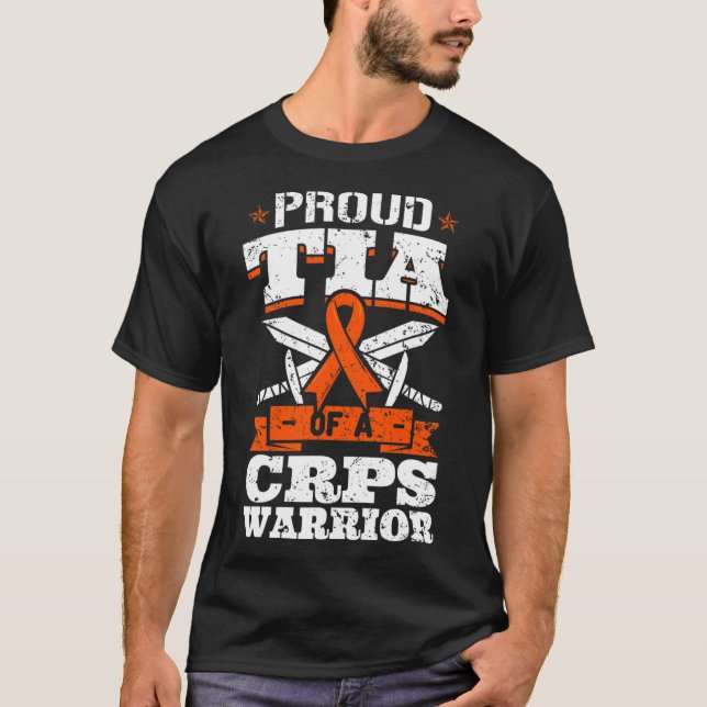 Proud Tia Of A CRPS Warrior RSD Awareness Ribbon R T-Shirt (Front)
