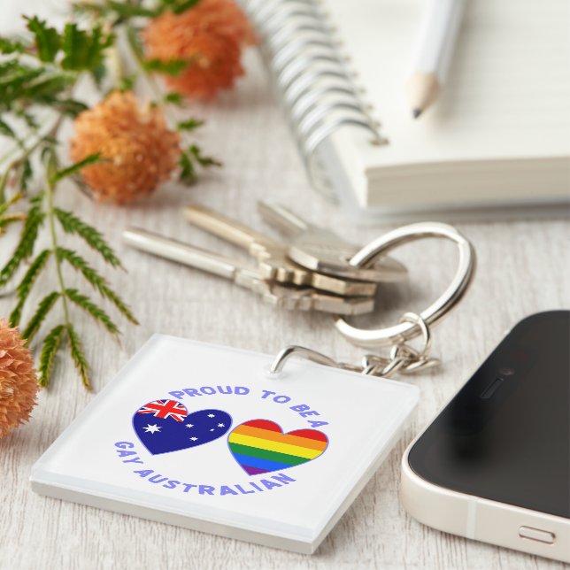 Proud to Be a Gay Australian  Key Ring (Front Right)