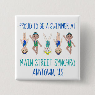 Proud to be a Swimmer Synchronized Swimming Team 15 Cm Square Badge