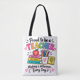 Proud To Be A Teacher Colourful Tote Bag