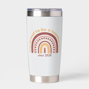 Proud To Be a Teacher Retro Brown Green Insulated Tumbler