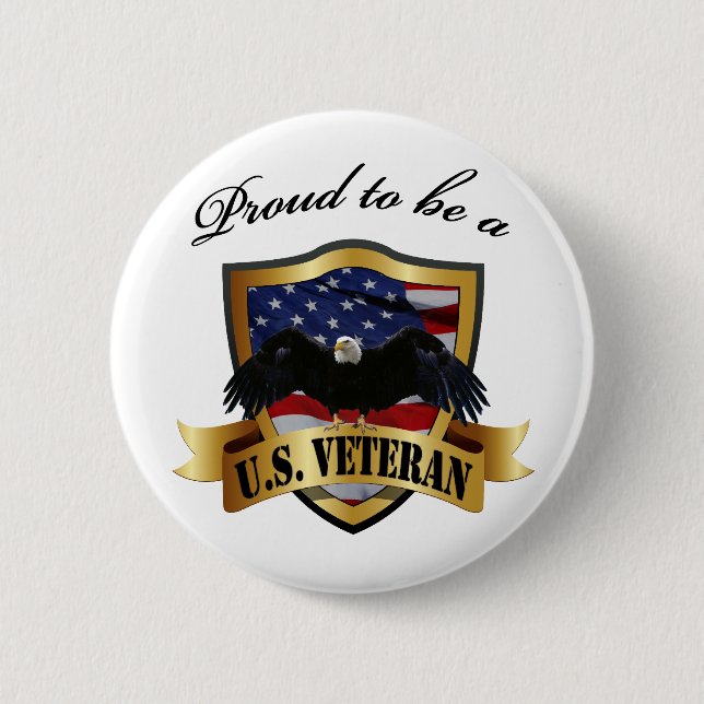 Proud to be a U.S. Veteran 6 Cm Round Badge (Front)