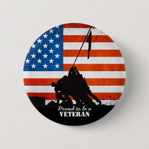 Proud to be a Veteran 6 Cm Round Badge