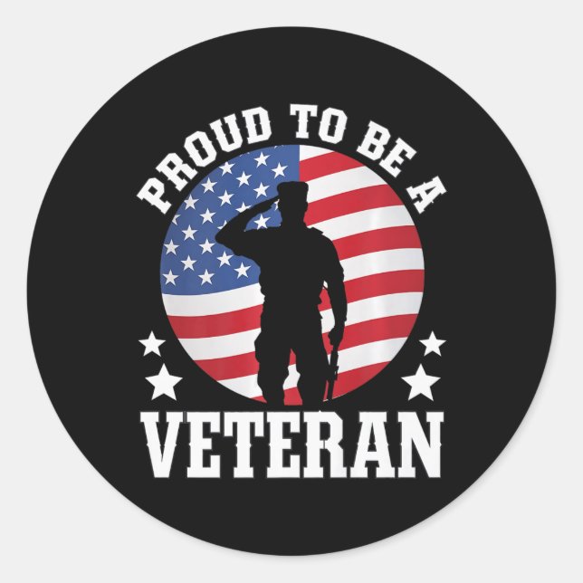 Proud To Be A Veteran Military Service Usa  Classic Round Sticker (Front)