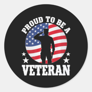 Proud To Be A Veteran Usa Military Service Patriot Classic Round Sticker