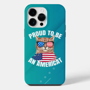 Proud To Be Americat Cat USA Flag Happy Fourth 4th iPhone 14 Pro Max Case