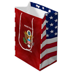 "Proud to be an American," red, white and blue Medium Gift Bag