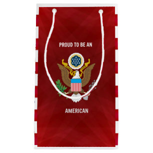 "Proud to be an American," red, white, blue, Small Gift Bag