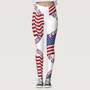 Proud To Be An American With Flag Leggings