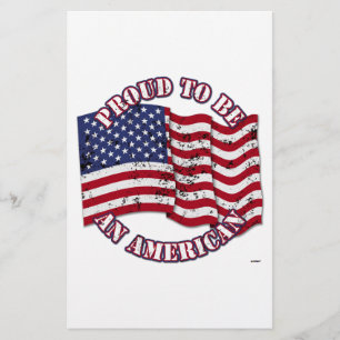 Proud To Be An American With USA Flag distressed Stationery