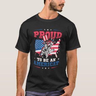 Proud To Be An Americat American Flag Cat Themed 4 T-Shirt