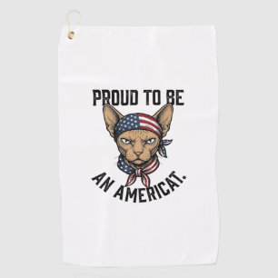 Proud To Be An Americat Patriotic Cat Shirt_1 Golf Towel