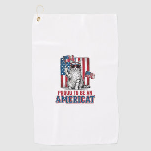 Proud To Be An Americat Patriotic Cat Shirt_1 Golf Towel