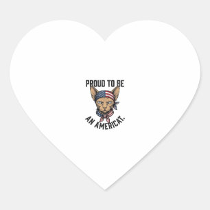Proud To Be An Americat Patriotic Cat Shirt_1 Heart Sticker