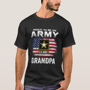 Proud To Be An Army Grandpa With American Flag Gif T-Shirt