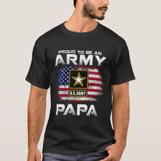 Proud To Be An Army Papa With American Flag Gift V T-Shirt