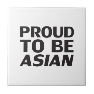 Proud to be Asian, black white Tile