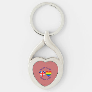 Proud to be British and Gay Hearts UK USA Flags Key Ring