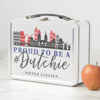 Proud To Be Dutch Hashtag Dutchie Holland Skyline Metal Lunch Box