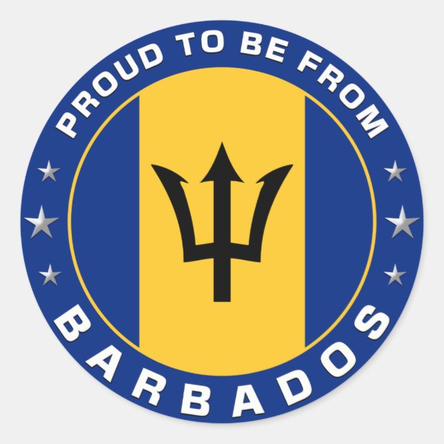 Proud To Be From Barbados Classic Round Sticker (Front)